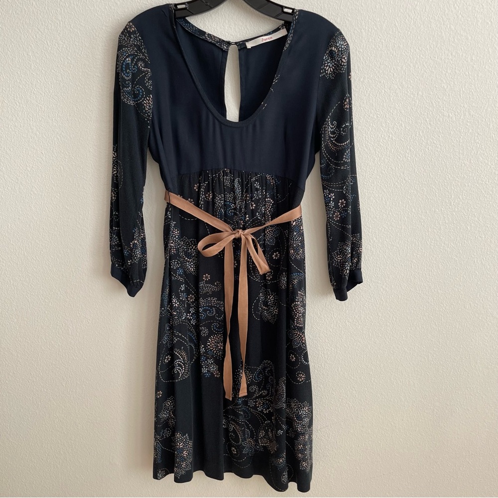 Jucca Dress Made in Italy IT42 US6 Navy Print 3/4 Sleeves Soft Party Cocktail